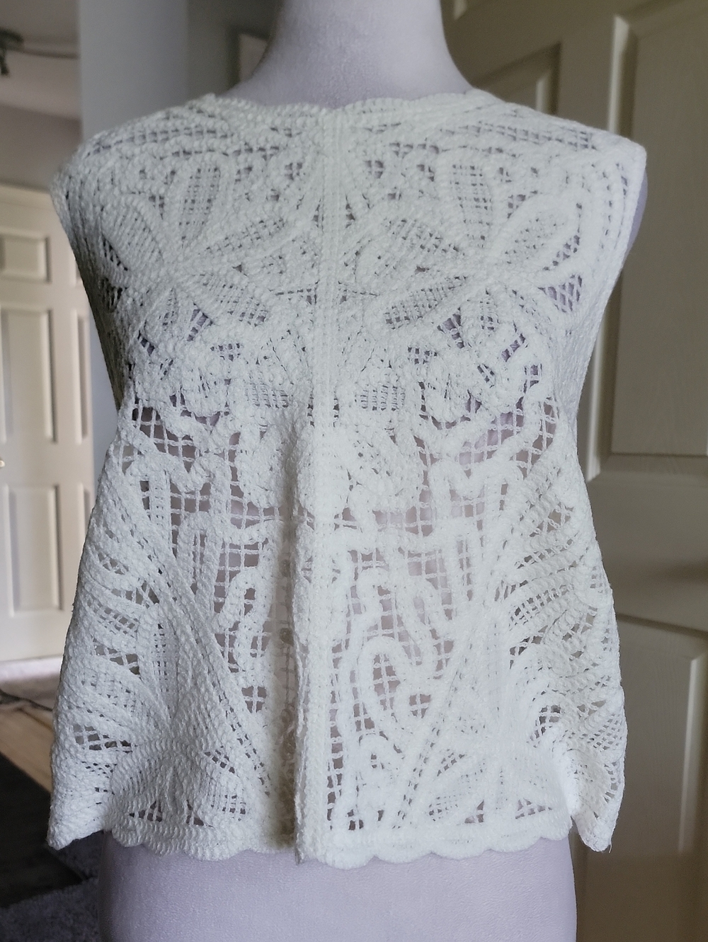 Elegant Women’s Lace Crochet Top - White